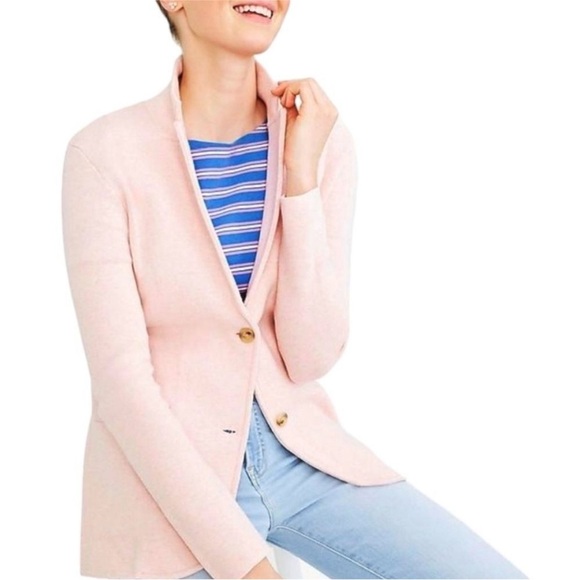 J. Crew Factory Jackets & Blazers - J. Crew Sweater Blazer Pink Knit Single Breasted Large Classic Preppy NormCore